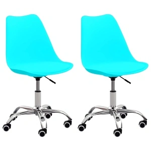 Офис столове, 2 бр, сини, изкуствена кожа