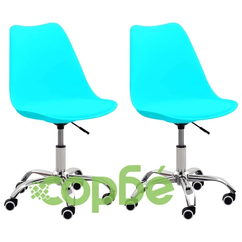 Офис столове, 2 бр, сини, изкуствена кожа ➤ топ цена ➤ sorbe.bg