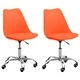 Офис столове, 2 бр, оранжеви, изкуствена кожа
