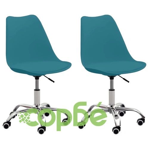 Офис столове, 2 бр, тюркоаз, изкуствена кожа ➤ топ цена ➤ sorbe.bg