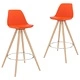 Бар табуретки, 2 бр, оранжеви, PP и буково дърво масив