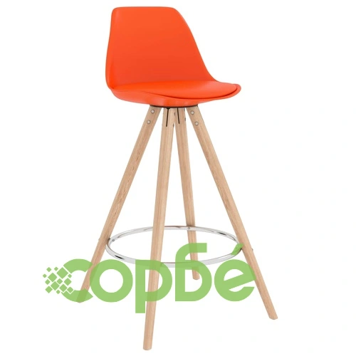 Бар табуретки, 2 бр, оранжеви, PP и буково дърво масив ➤ топ цена ➤ sorbe.bg