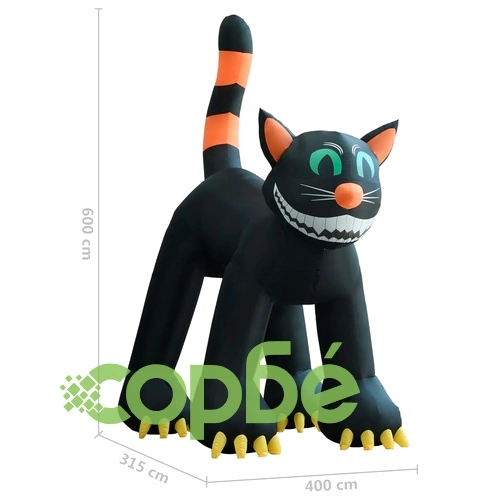 Надуваема черна котка за Хелоуин, LED,  XXL, 6 м ➤ топ цена ➤ sorbe.bg