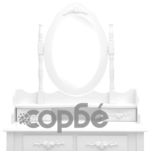 Комплект тоалетка с табуретка, бял, 75x69x140 см, пауловния ➤ топ цена ➤ sorbe.bg