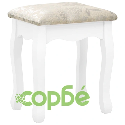 Комплект тоалетка с табуретка, бял, 75x69x140 см, пауловния ➤ топ цена ➤ sorbe.bg