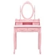 Комплект тоалетка с табуретка, розов, 75x69x140 см, пауловния