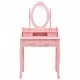 Комплект тоалетка с табуретка, розов, 75x69x140 см, пауловния