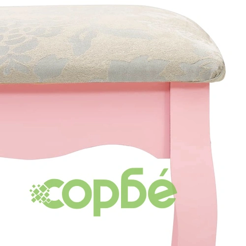 Комплект тоалетка с табуретка, розов, 75x69x140 см, пауловния ➤ топ цена ➤ sorbe.bg