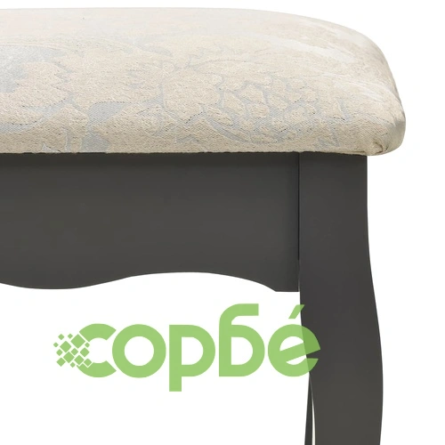 Комплект тоалетка с табуретка, сив, 75x69x140 см, пауловния ➤ топ цена ➤ sorbe.bg