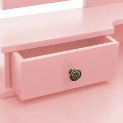 Комплект тоалетка с табуретка, розов, 100x40x146 см, пауловния