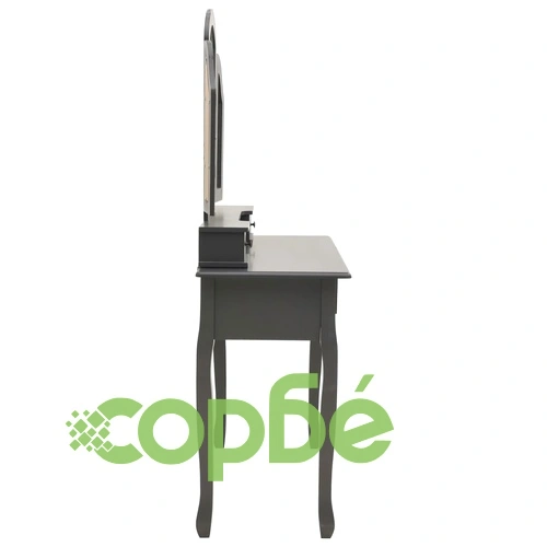 Комплект тоалетка с табуретка, сив, 100x40x146 см, пауловния ➤ топ цена ➤ sorbe.bg