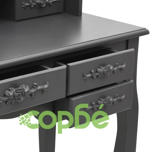 Тоалетка с табуретка и тройно сгъваемо огледало, сива ➤ топ цена ➤ sorbe.bg