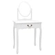 Тоалетка с табуретка, бяла, 65x36x128 см, пауловния, МДФ