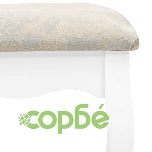 Тоалетка с табуретка, бяла, 65x36x128 см, пауловния, МДФ ➤ топ цена ➤ sorbe.bg