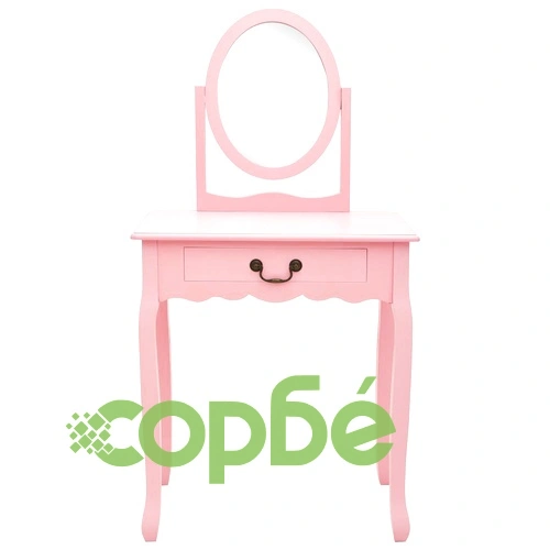 Тоалетка с табуретка, розова, 65x36x128 см, пауловния, МДФ ➤ топ цена ➤ sorbe.bg