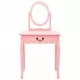 Тоалетка с табуретка, розова, 65x36x128 см, пауловния, МДФ