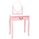 Тоалетка с табуретка, розова, 65x36x128 см, пауловния, МДФ