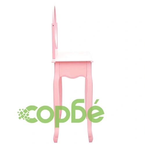 Тоалетка с табуретка, розова, 65x36x128 см, пауловния, МДФ ➤ топ цена ➤ sorbe.bg