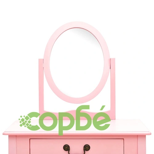 Тоалетка с табуретка, розова, 65x36x128 см, пауловния, МДФ ➤ топ цена ➤ sorbe.bg