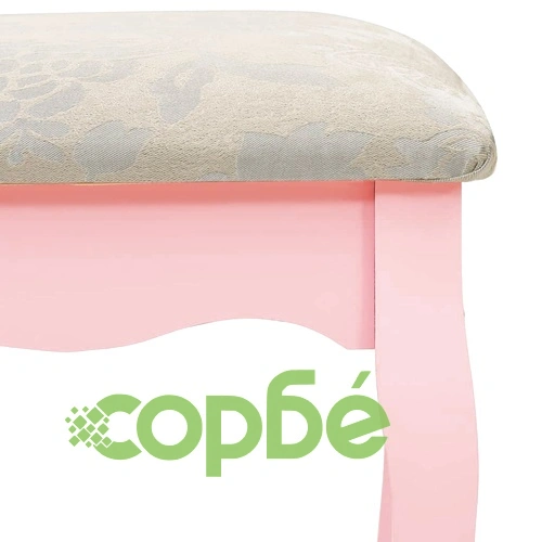 Тоалетка с табуретка, розова, 65x36x128 см, пауловния, МДФ ➤ топ цена ➤ sorbe.bg