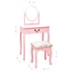Тоалетка с табуретка, розова, 65x36x128 см, пауловния, МДФ