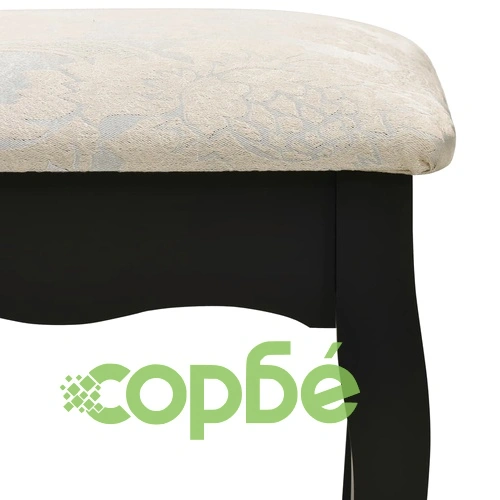 Тоалетка с табуретка, черна, 65x36x128 см, пауловния, МДФ ➤ топ цена ➤ sorbe.bg