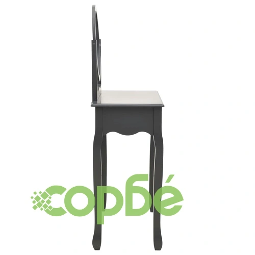 Тоалетка с табуретка, сива, 65x36x128 см, пауловния, МДФ ➤ топ цена ➤ sorbe.bg