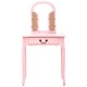 Тоалетка с табуретка, розова, 65x36x128 см, пауловния, МДФ