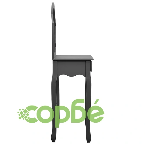 Тоалетка с табуретка, сива, 65x36x128 см, пауловния, МДФ ➤ топ цена ➤ sorbe.bg