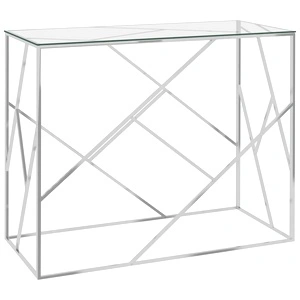 Странична маса сребро 90x40x75 см неръждаема стомана и стъкло