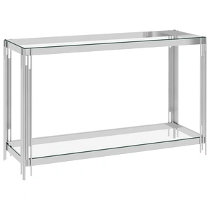 Странична маса сребро 120x40x78 см неръждаема стомана и стъкло