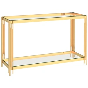 Странична маса злато 120x40x78 см неръждаема стомана и стъкло