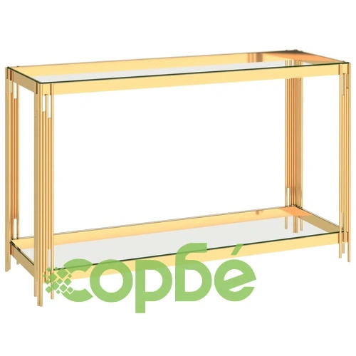 Странична маса злато 120x40x78 см неръждаема стомана и стъкло ➤ топ цена ➤ sorbe.bg