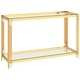 Странична маса злато 120x40x78 см неръждаема стомана и стъкло