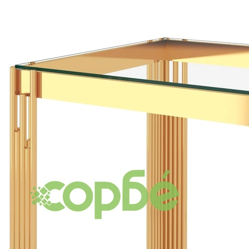 Странична маса злато 120x40x78 см неръждаема стомана и стъкло ➤ топ цена ➤ sorbe.bg
