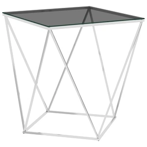 Маса за кафе сребристо и черно 50x50x55 cм неръждаема стомана