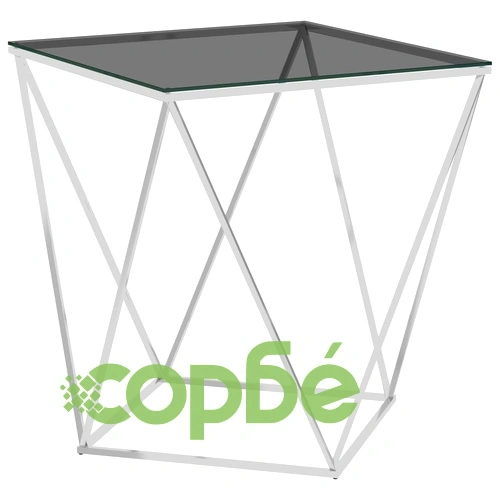 Маса за кафе сребристо и черно 50x50x55 cм неръждаема стомана ➤ топ цена ➤ sorbe.bg