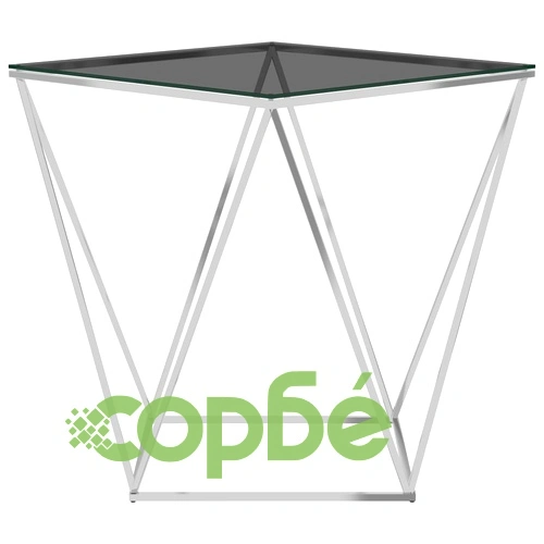 Маса за кафе сребристо и черно 50x50x55 cм неръждаема стомана ➤ топ цена ➤ sorbe.bg