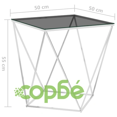 Маса за кафе сребристо и черно 50x50x55 cм неръждаема стомана ➤ топ цена ➤ sorbe.bg
