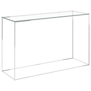 Странична маса сребро 120x40x78 см неръждаема стомана и стъкло