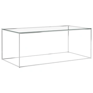Маса за кафе сребриста 120x60x45 cм неръждаема стомана и стъкло