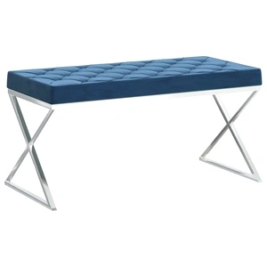 Пейка, 97 см, синьо кадифе и неръждаема стомана