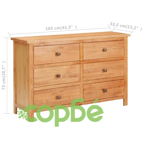 Шкаф с чекмеджета, 105x33,5x73 см, дъбово дърво масив ➤ топ цена ➤ sorbe.bg