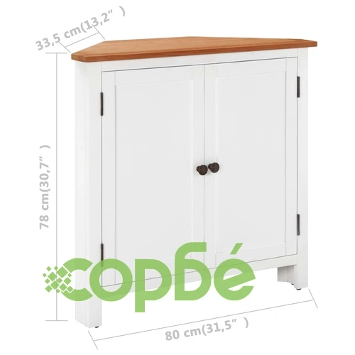 Ъглово шкафче, 80x33,5x78 см, дъбов масив ➤ топ цена ➤ sorbe.bg