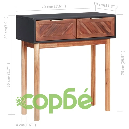 Конзолна маса, 70x30x75 cм, акациево дърво масив и МДФ ➤ топ цена ➤ sorbe.bg