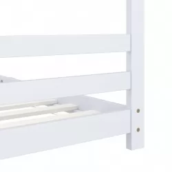 Рамка за детско легло, бяла, бор масив, 90х200 см