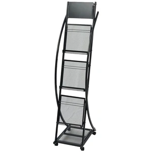 Стелаж за списания, 40x32x13 cм, черен, A4