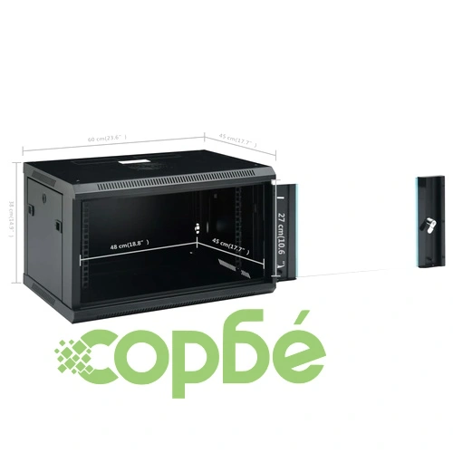 6U Сървърен шкаф за стенен монтаж, 19, IP20, 600x450x375 мм ➤ топ цена ➤ sorbe.bg