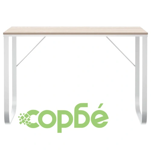 Компютърно бюро, бяло и дъб, 110x60x73 см, ПДЧ ➤ топ цена ➤ sorbe.bg