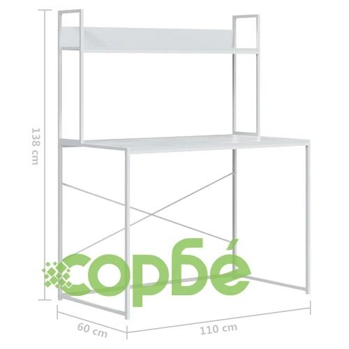 Компютърно бюро, бяло, 110x60x138 см, инженерно дърво ➤ топ цена ➤ sorbe.bg
